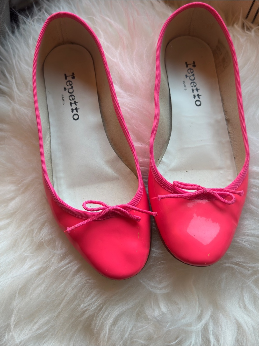 Repetto Hot Pink Patent Leather Ballet Flats